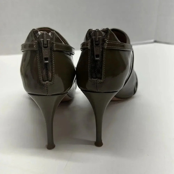 Chloe Ankle Heeled Boots Booties Boot Patent Leather Olive Green Size EU 37 US 7 - Picture 5 of 11